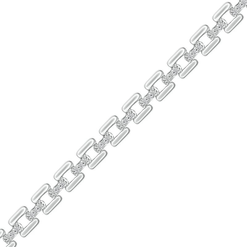 Diamond Link Bracelet in Sterling Silver (1/4 ct. tw.) – Image 2 of 2