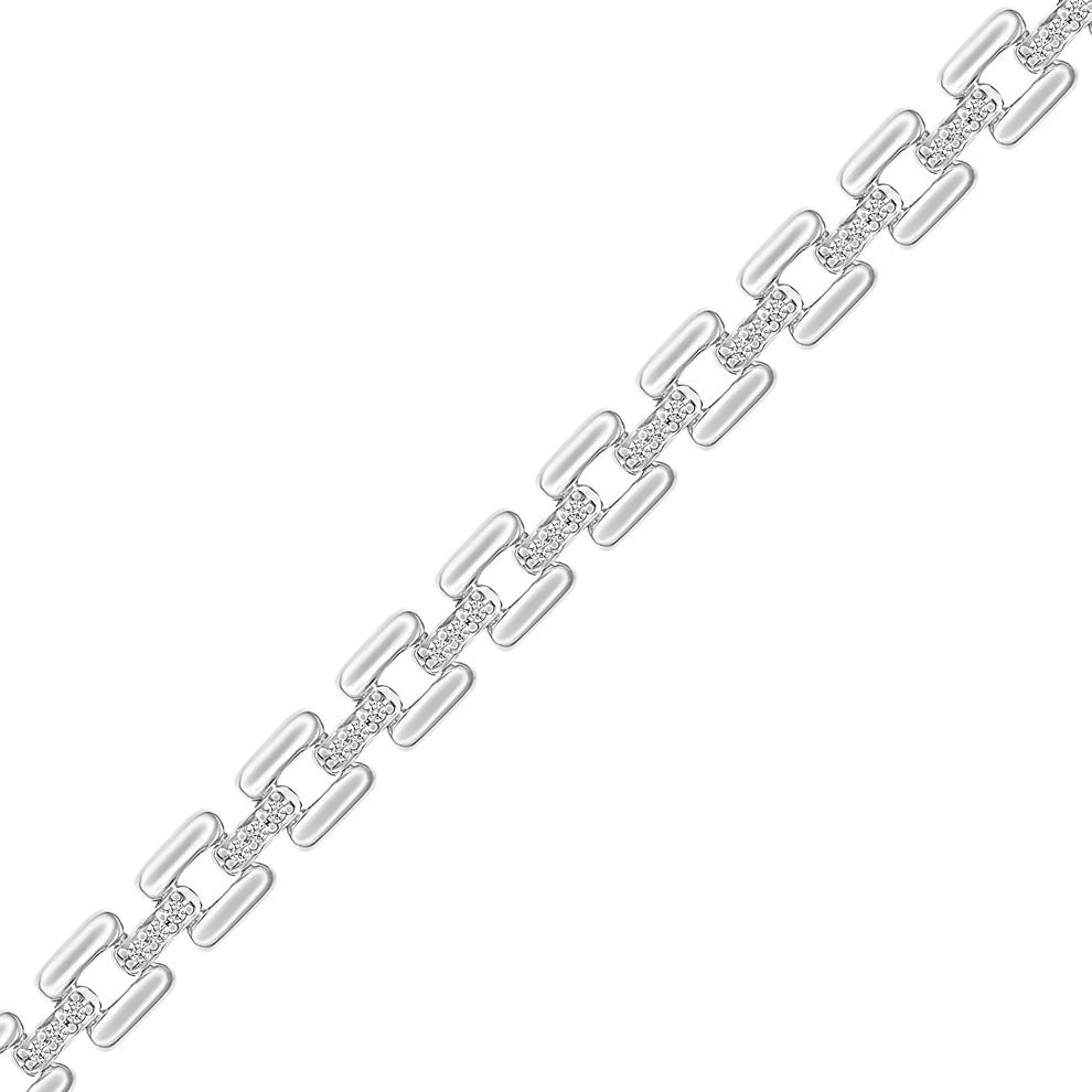 Diamond Link Bracelet in Sterling Silver (1/4 ct. tw.) – Image 2 of 2