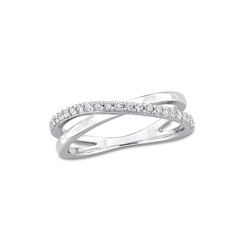 Lab-Created Moissanite Bypass Ring in Sterling Silver – Image 4 of 7