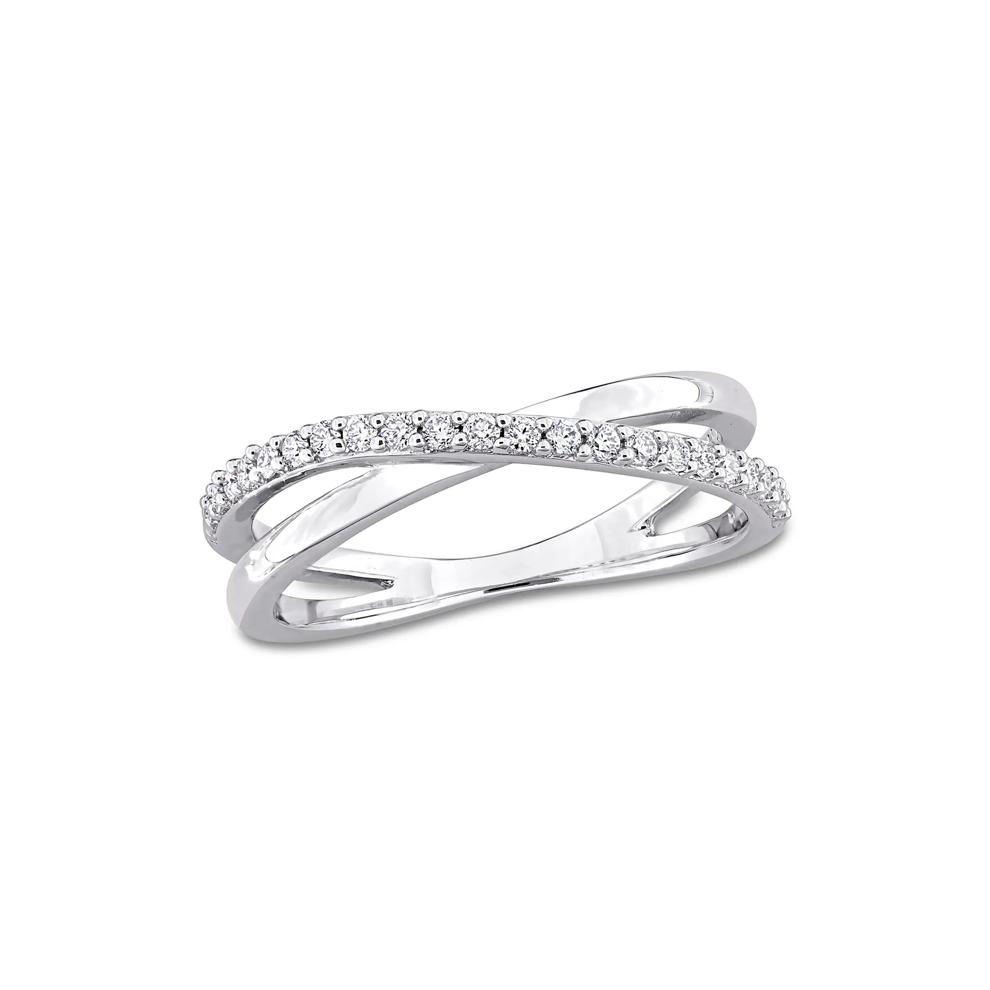 Lab-Created Moissanite Bypass Ring in Sterling Silver – Image 4 of 7