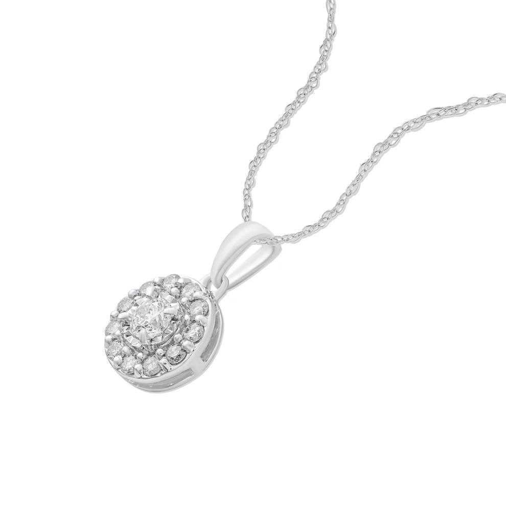 Diamond Round Halo Pendant in 10K White Gold (1/2 ct. tw.) – Image 4 of 4