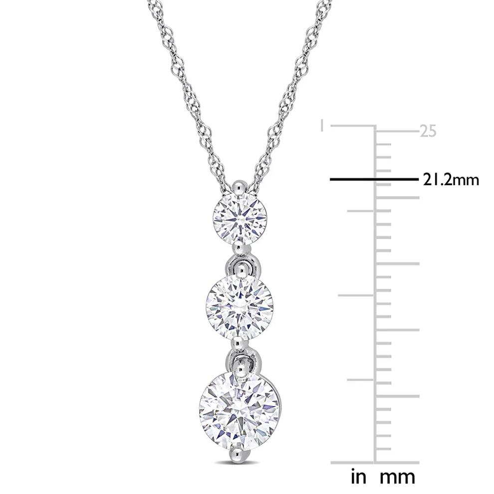 Moissanite Pendant with Three-Stone Drop in Sterling Silver (1 2/5 ct. dew) – Image 3 of 4
