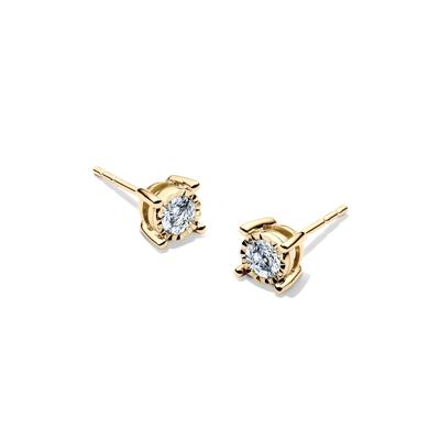 Lab Grown Diamond Round Illusion Stud Earrings in 10K Yellow & White Gold (1/3 ct. tw.)