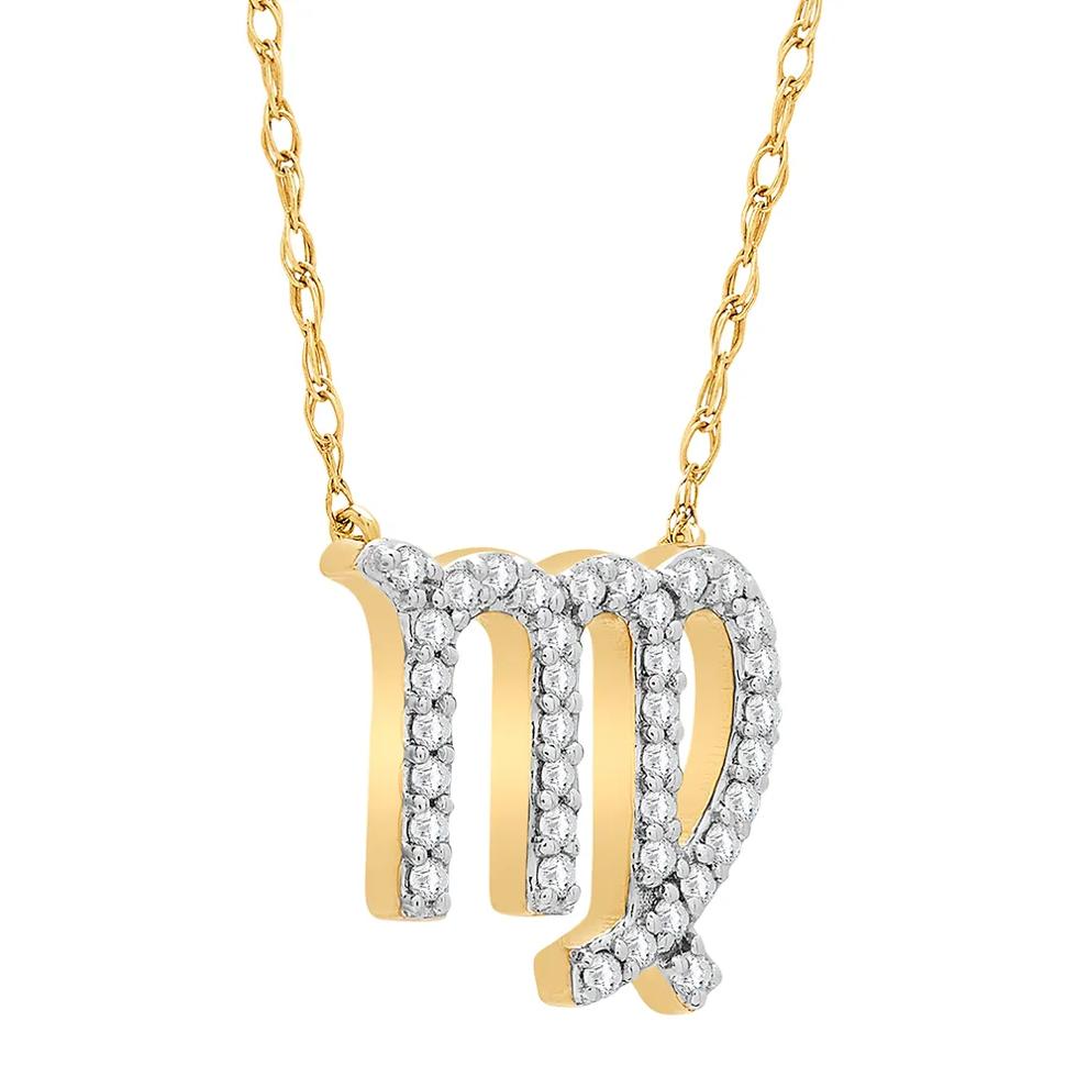 Virgo Zodiac Necklace with Diamonds in 10K Yellow Gold (1/10 ct. tw.) – Image 3 of 3
