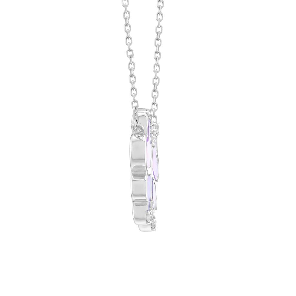 Lab-Created Pink Opal &amp; White Sapphire Butterfly Necklace in Sterling Silver – Image 2 of 3