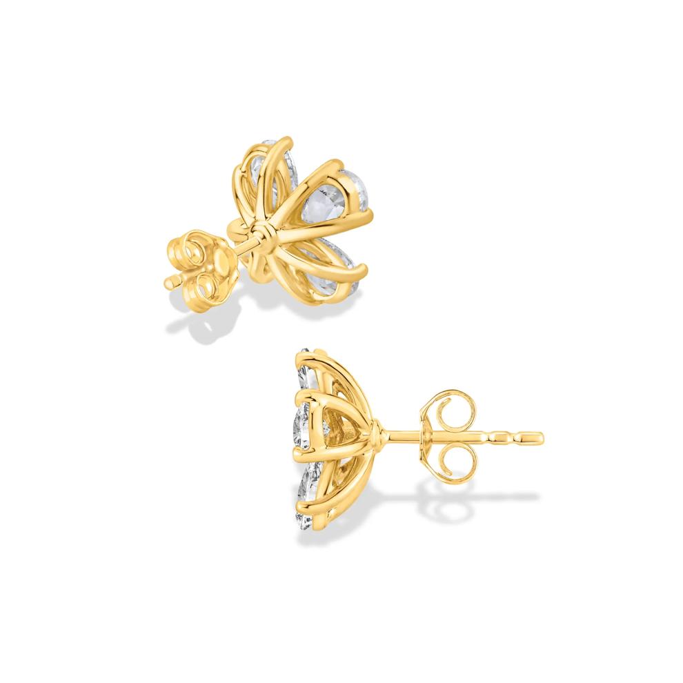 Lab Grown Diamond Flower Stud Earrings in 14K Yellow Gold (1 1/2 ct. tw.) – Image 2 of 2