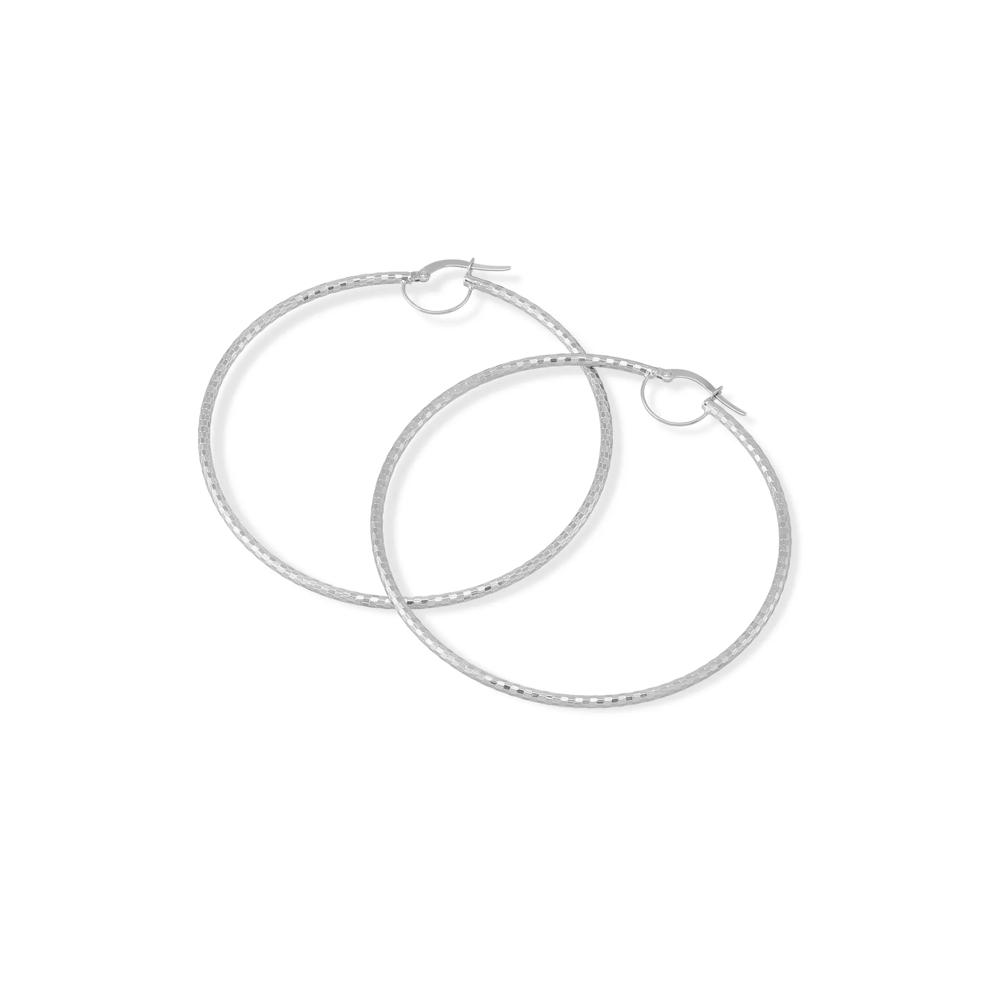 Tube Hoop Earrings in 10K White Gold, 64x64MM – Image 2 of 2