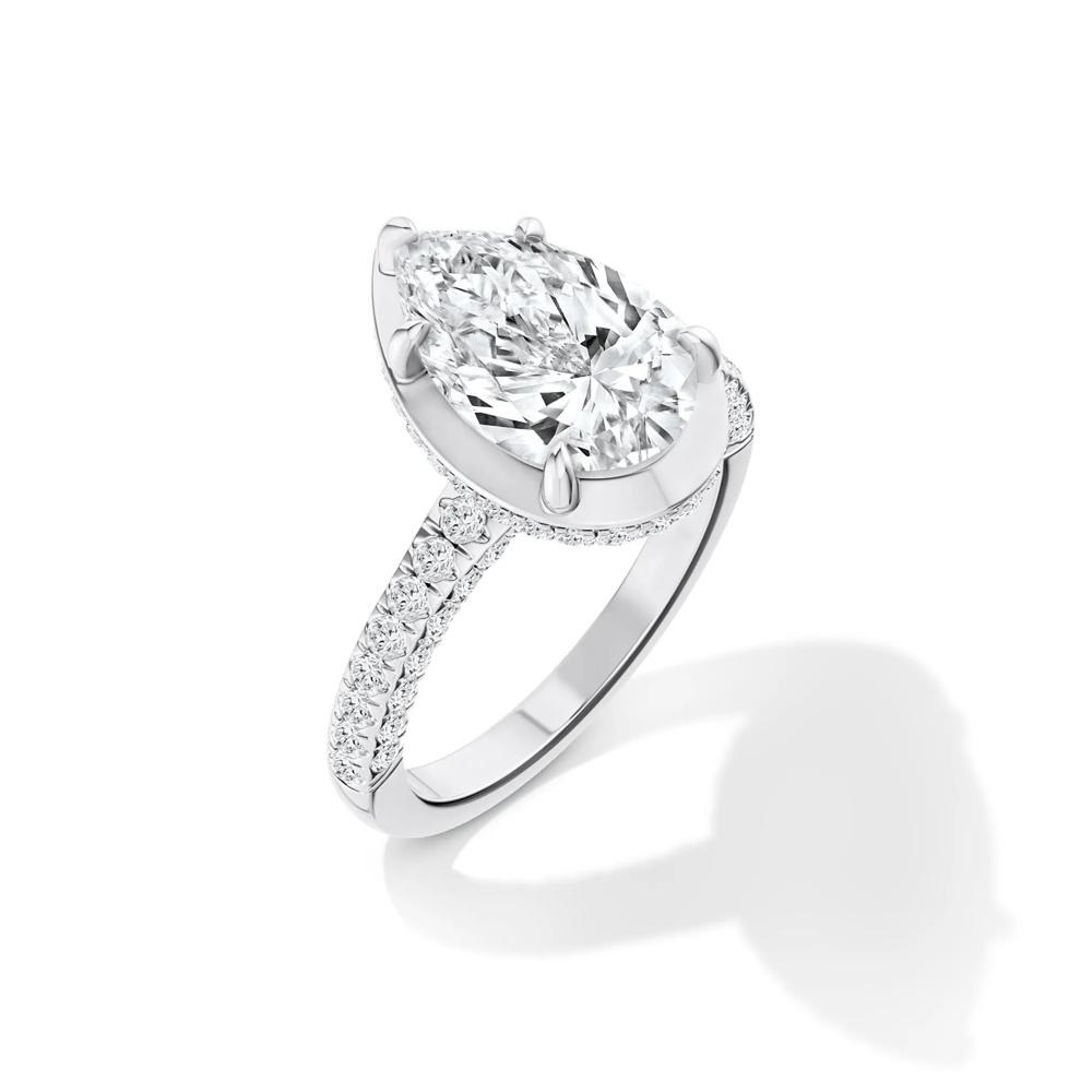 Ezra Lab Grown Diamond Pear-Shaped Center Engagement Ring in Platinum (3 3/4 ct. tw.) – Image 4 of 4