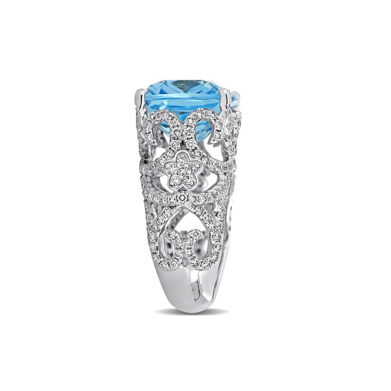 Sky Blue Topaz and Diamond Ring in 14K White Gold &#40;2 1/3 ct. tw.&#41; – Image 3 of 7
