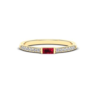 Ruby & Diamond Stack Band in 10K Yellow Gold (1/10 ct. tw.)