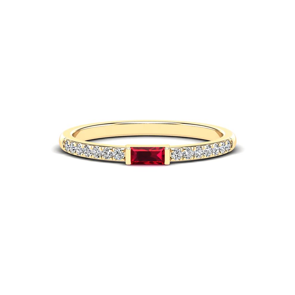 Ruby &amp; Diamond Stack Band in 10K Yellow Gold (1/10 ct. tw.) – Image 1 of 4