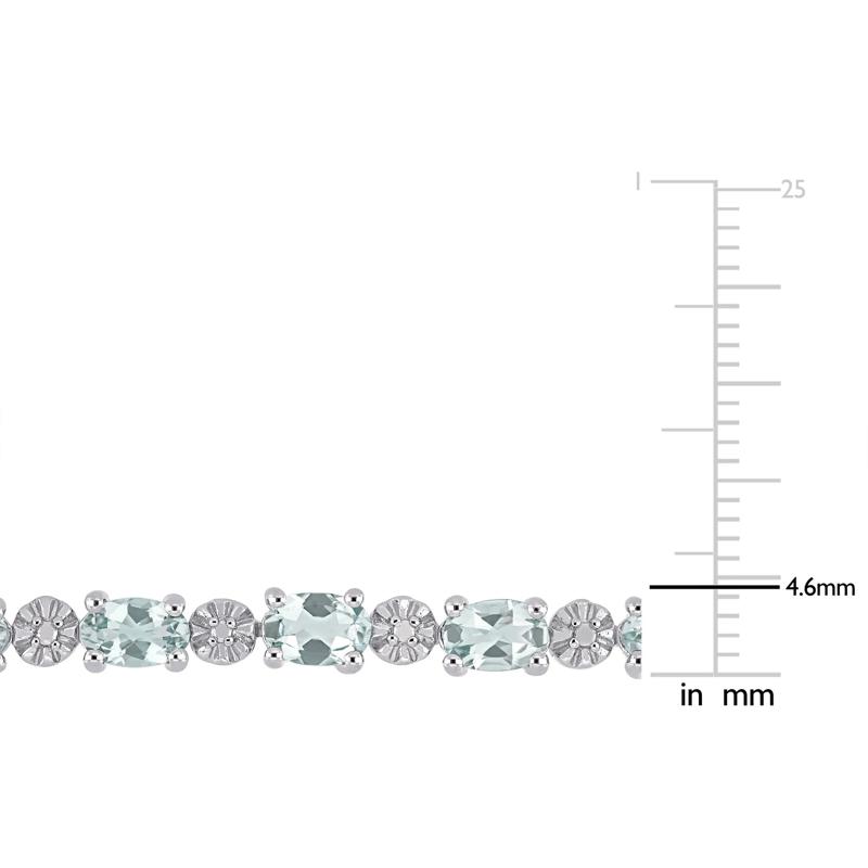 Aquamarine &amp; Diamond Accent Bracelet in Sterling Silver  – Image 3 of 4