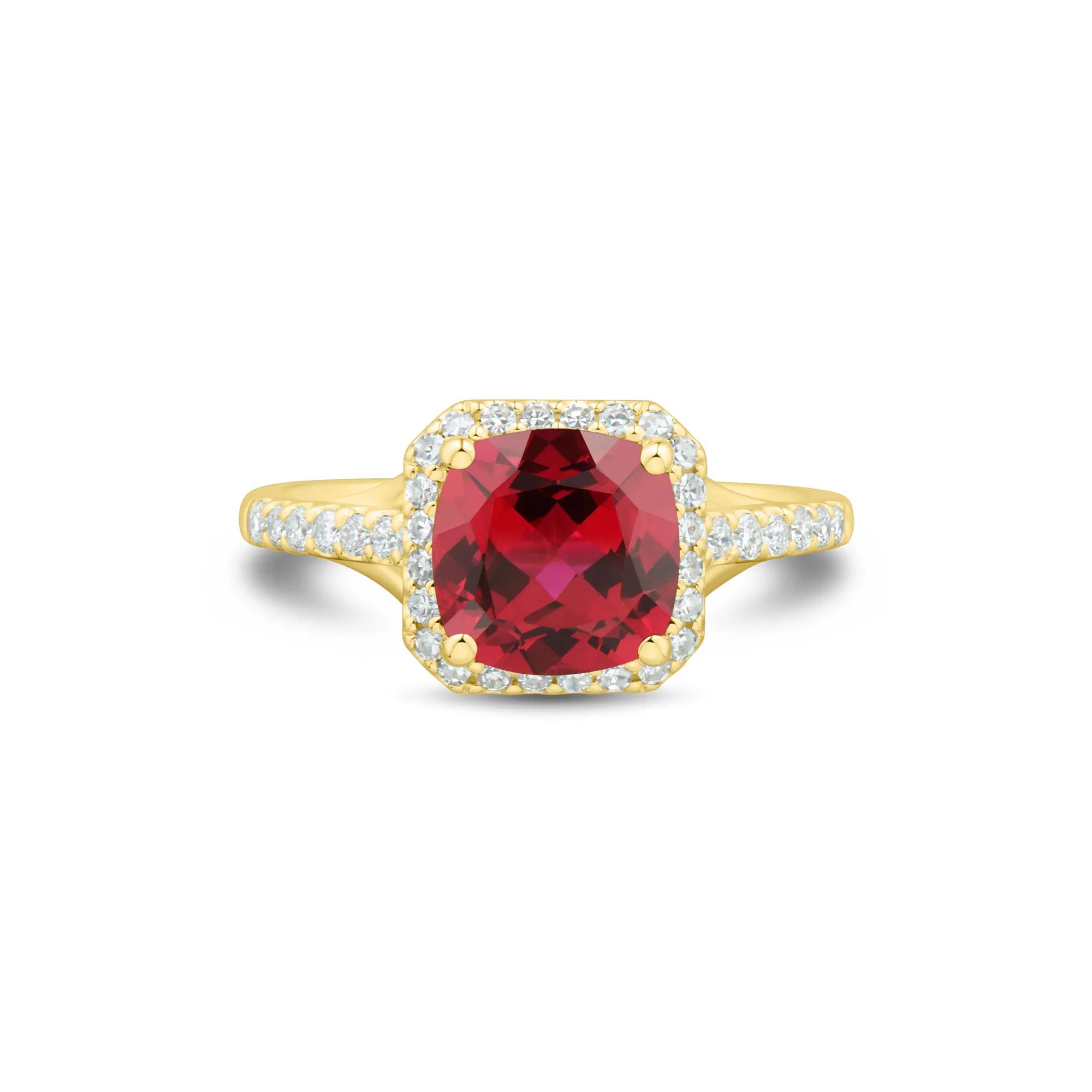 Helzberg Lab Grown Diamonds Lab-Created Cushion-Cut Ruby Ring with