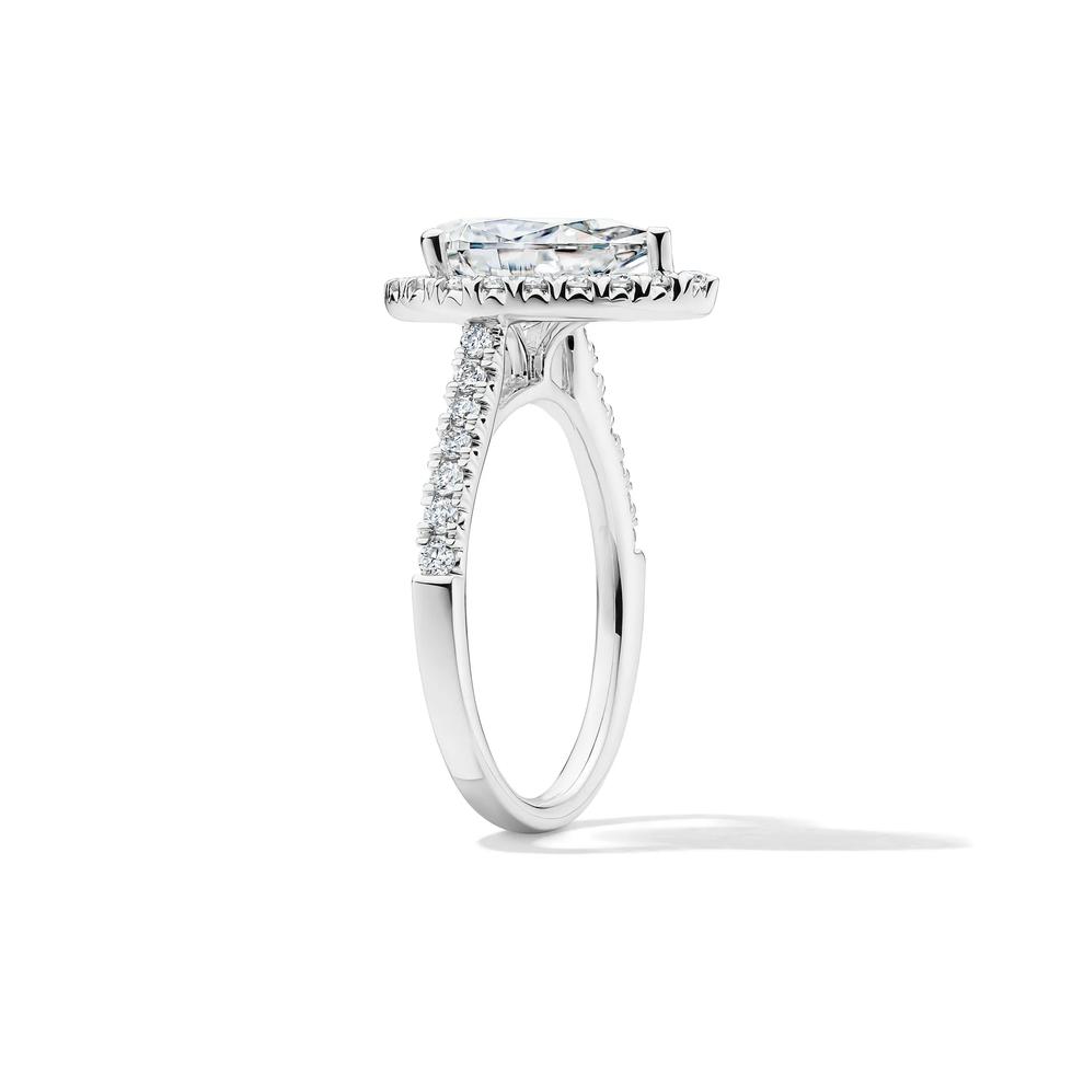 Lab-Created Moissanite Pear-Shaped Halo Ring in 10K White Gold (2 1/2 ct. dew) – Image 3 of 4