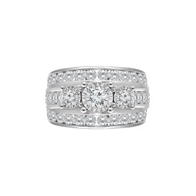 Lab Grown Diamond Three-Stone Engagement Ring in 10K White Gold (4 ct. tw.)
