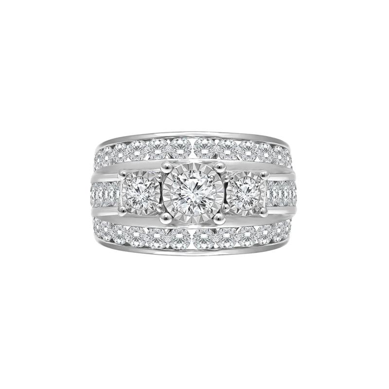 Lab Grown Diamond Three-Stone Engagement Ring in 10K White Gold &#40;4 ct. tw.&#41; – Image 1 of 3