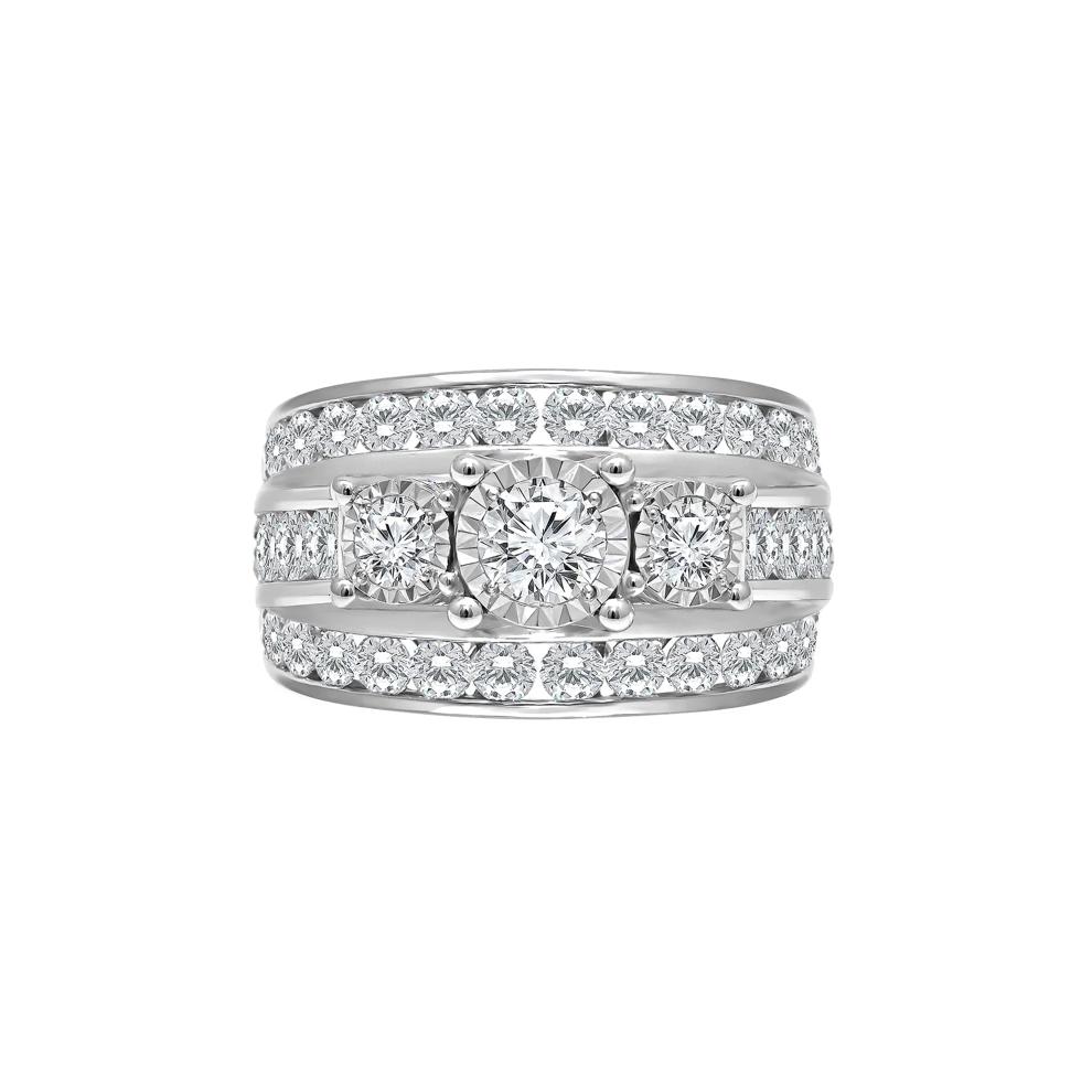 Lab Grown Diamond Three-Stone Engagement Ring in 10K White Gold (4 ct. tw.) – Image 1 of 3