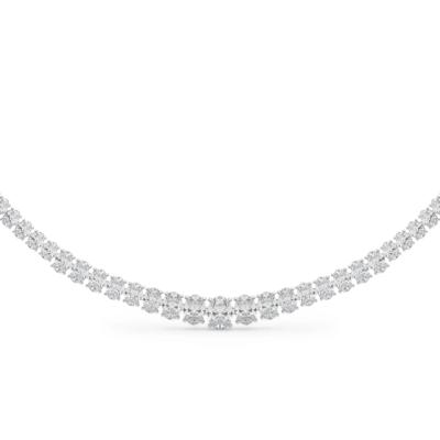 Lab Grown Diamond Oval Brilliant-Cut Riviera Necklace in 14K White Gold (20 ct. tw.)
