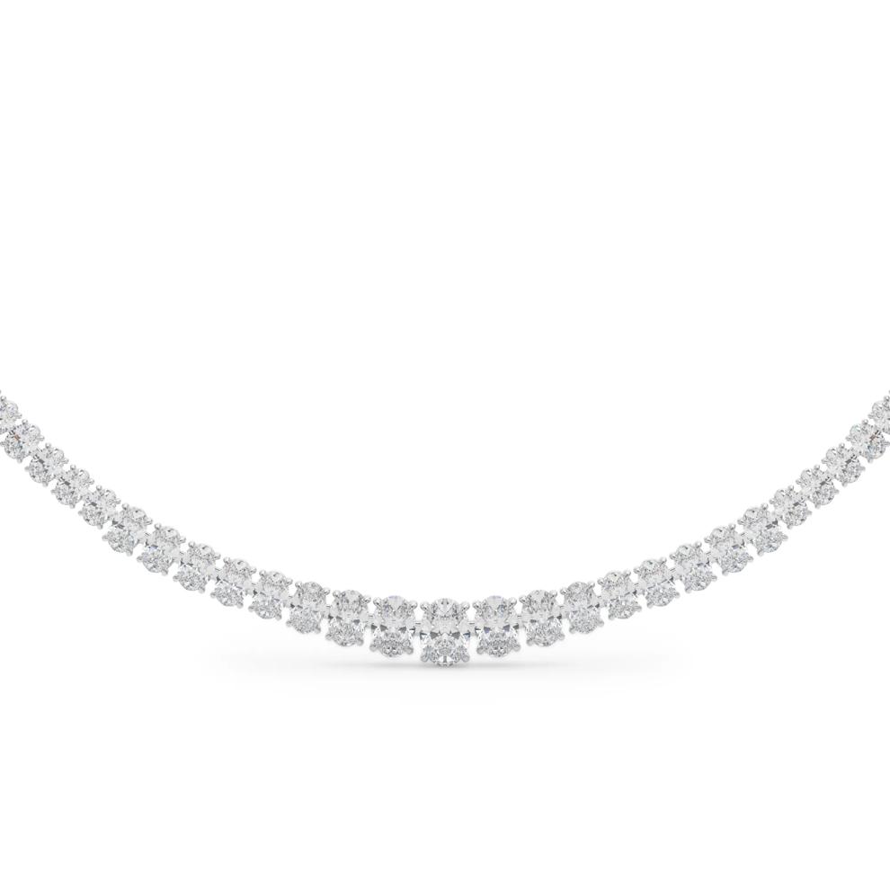 Lab Grown Diamond Oval Brilliant-Cut Riviera Necklace in 14K White Gold (20 ct. tw.) – Image 1 of 4