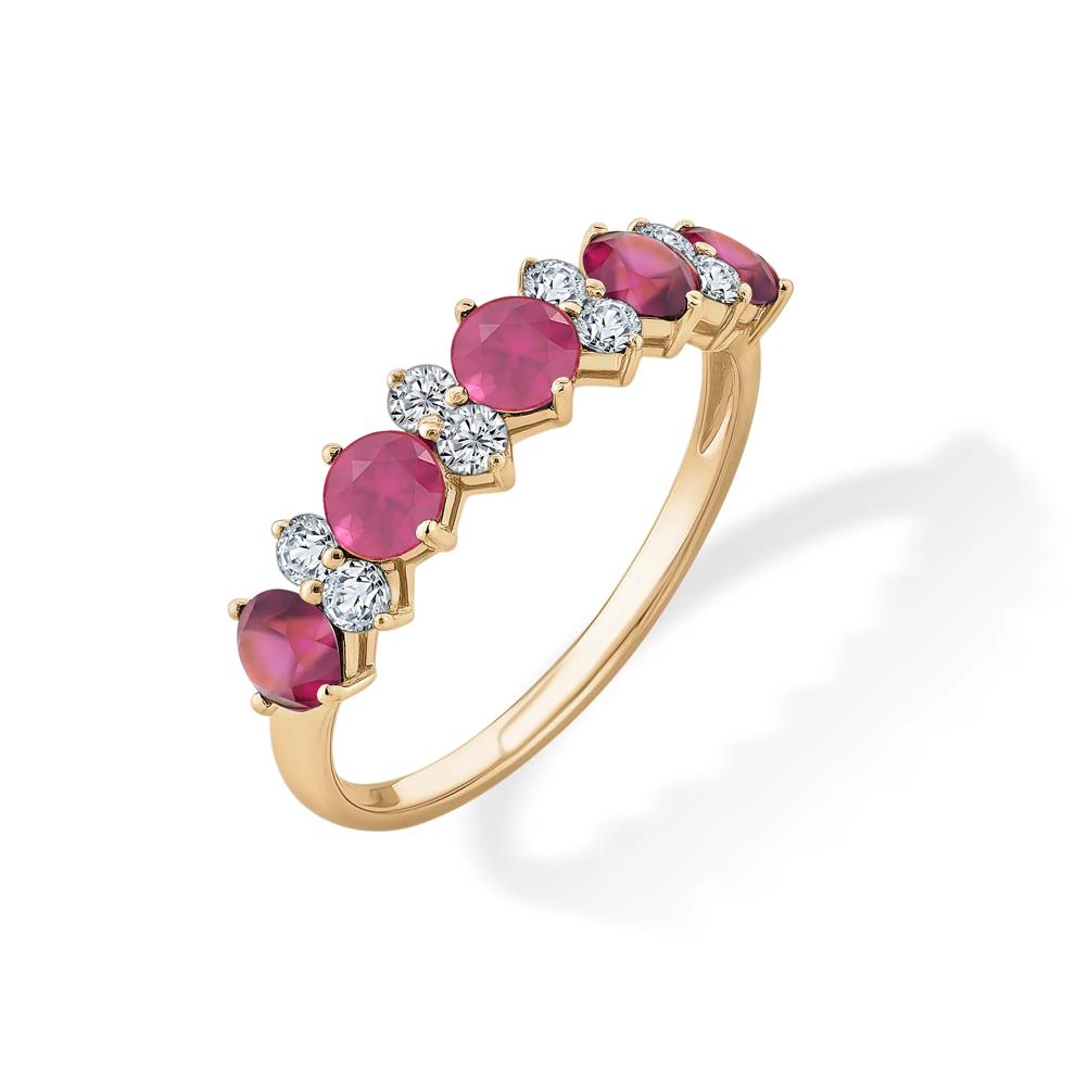 Ruby &amp; Diamond Band Ring in 10K Yellow Gold (1/4 ct. tw.) – Image 4 of 4