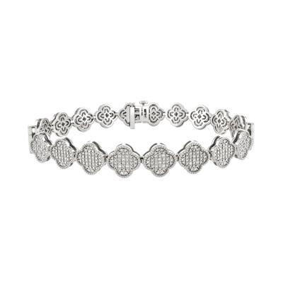 Men's Diamond Clover Line Bracelet in Sterling Silver, 8" (1 ct. tw.)