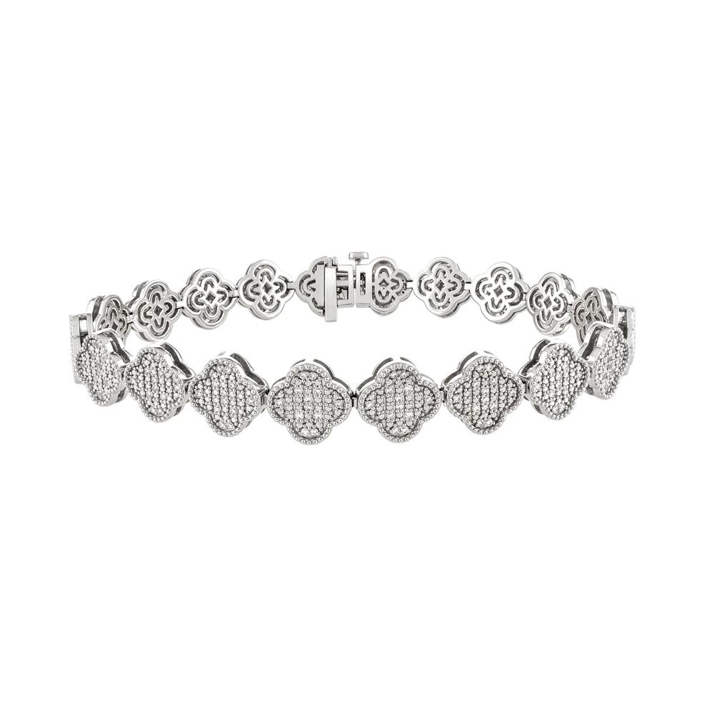 Men's Diamond Clover Line Bracelet in Sterling Silver, 8" (1 ct. tw.) – Image 1 of 2