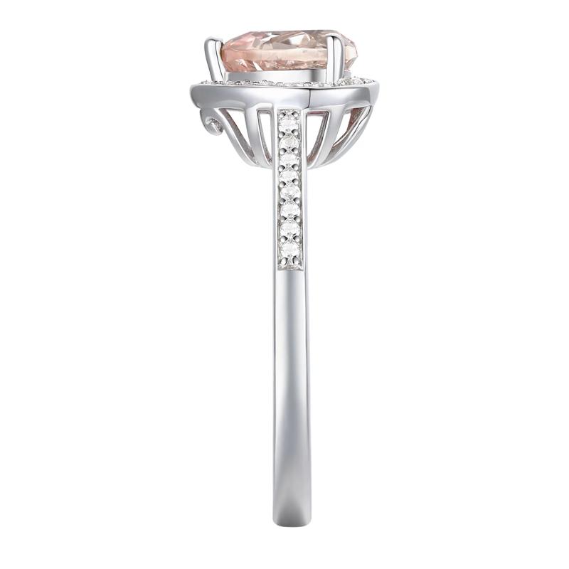 Heart-Shaped Lab Created Pink Sapphire Earring, Pendant &amp; Ring Set in Sterling Silver – Image 6 of 7