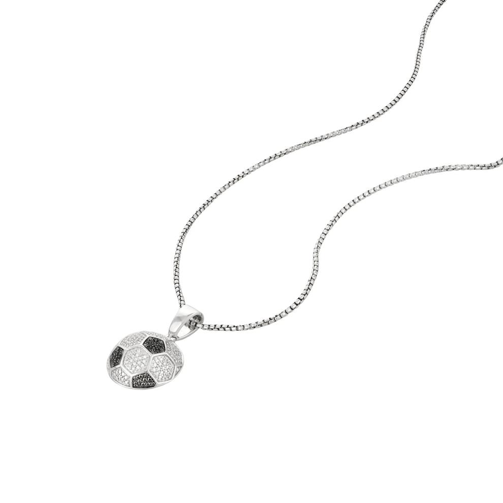 Men's Black &amp; White Diamond Soccer Pendant Necklace in Sterling Silver (1/2 ct. tw.) – Image 4 of 4
