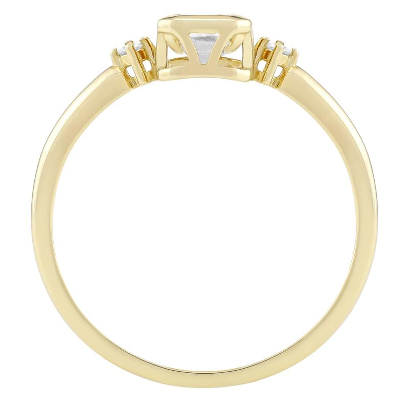 Emerald-Cut Lab-Created White Sapphire and Diamond Accent Ring in 10K Yellow Gold – Image 2 of 3