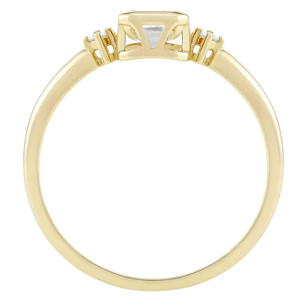 Emerald-Cut Lab-Created White Sapphire and Diamond Accent Ring in 10K Yellow Gold – Image 2 of 3