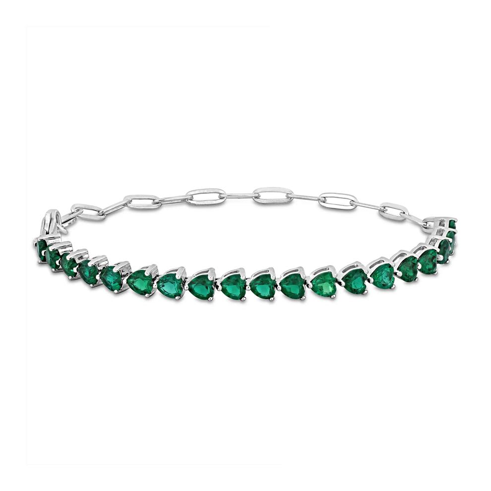 Lab-Created Emerald Tennis Bracelet in Sterling Silver – Image 1 of 5