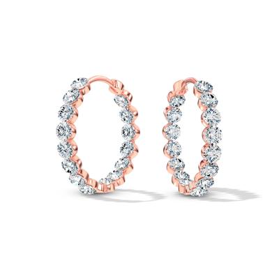 Lab Grown Diamond Invisible-Set Hoop Earrings in 14K Rose Gold (5 1/8 ct. tw.)