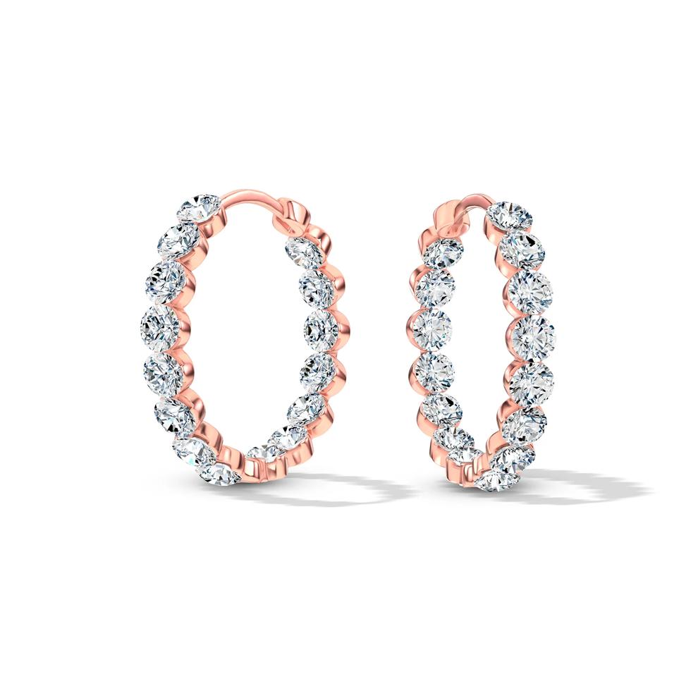 Lab Grown Diamond Invisible-Set Hoop Earrings in 14K Rose Gold (5 1/8 ct. tw.) – Image 1 of 2