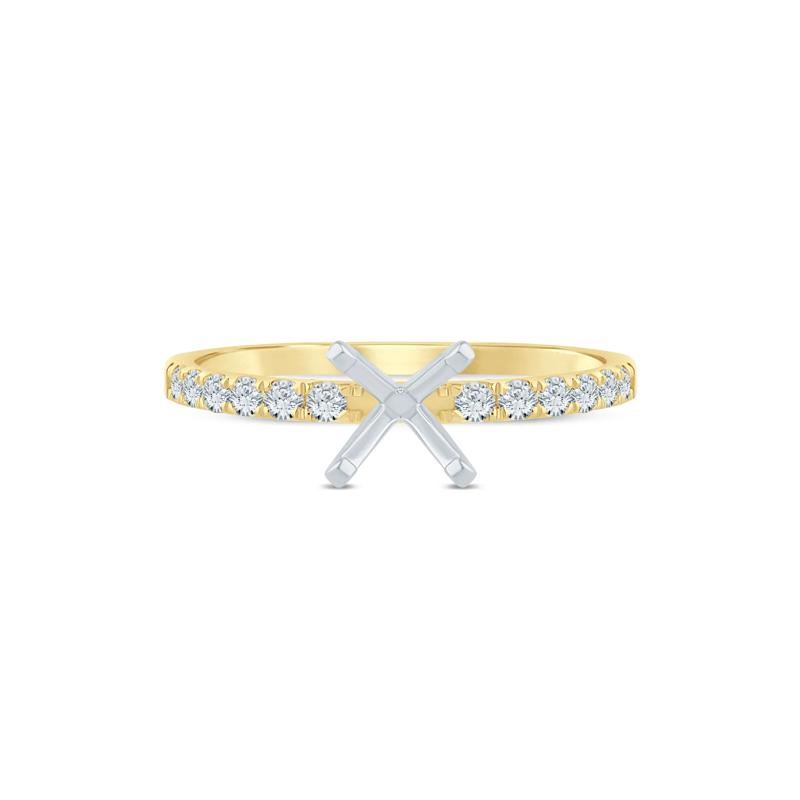 Diamond Semi-Mount Engagement Ring in 14K White and Yellow Gold &#40;1/4 ct. tw.&#41; &#40;Setting Only&#41; – Image 2 of 6