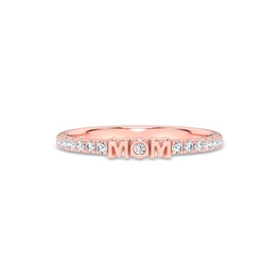 Diamond "Mom" Stack Band in 10K Rose Gold (1/7 ct. tw.)