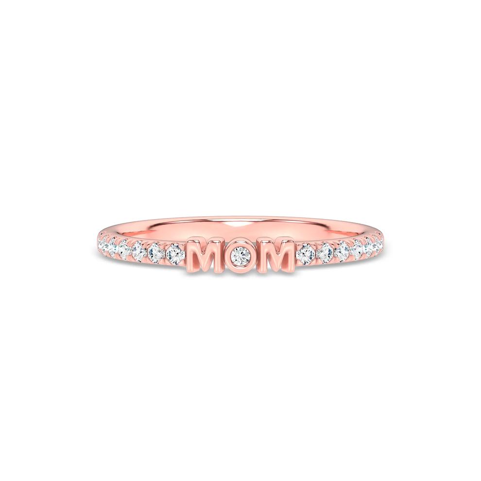 Diamond "Mom" Stack Band in 10K Rose Gold (1/7 ct. tw.) – Image 1 of 4