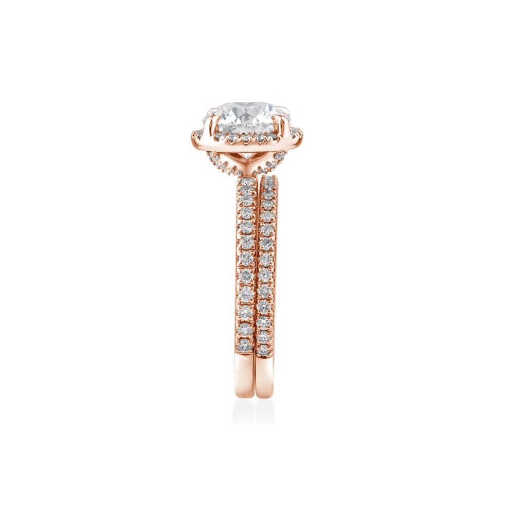 Lab Grown Diamond Round Halo Bridal Set in 14K Rose Gold (2 3/4 ct. tw.) – Image 3 of 3