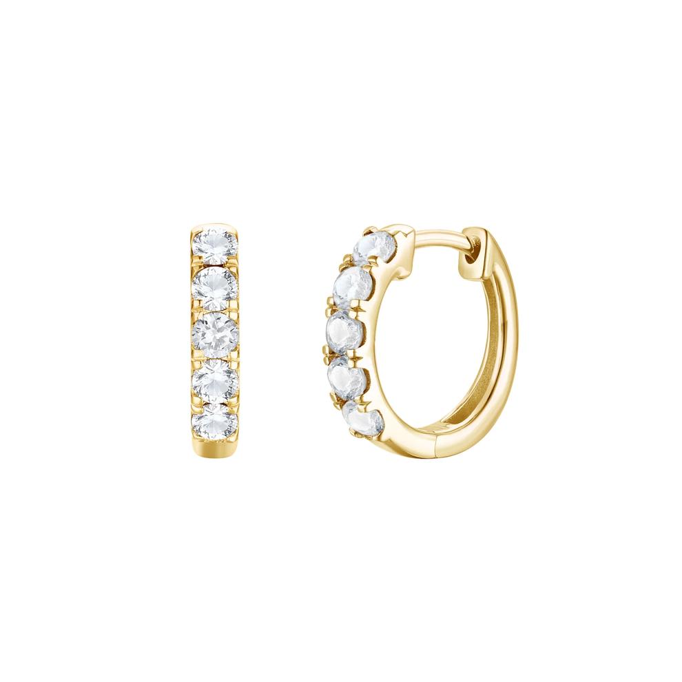 White Sapphire Hoop Earrings in 10K Yellow Gold – Image 1 of 1