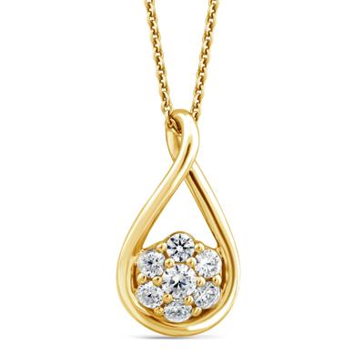 Lab Grown Diamond Cluster Drop Pendant in 10K Yellow Gold (1/2 ct. tw.)