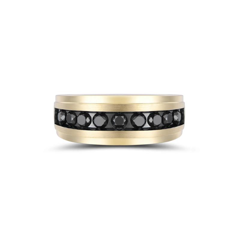 Men&#39;s Black Diamond Band in 10K Yellow Gold &#40;1 ct. tw.&#41; – Image 1 of 4
