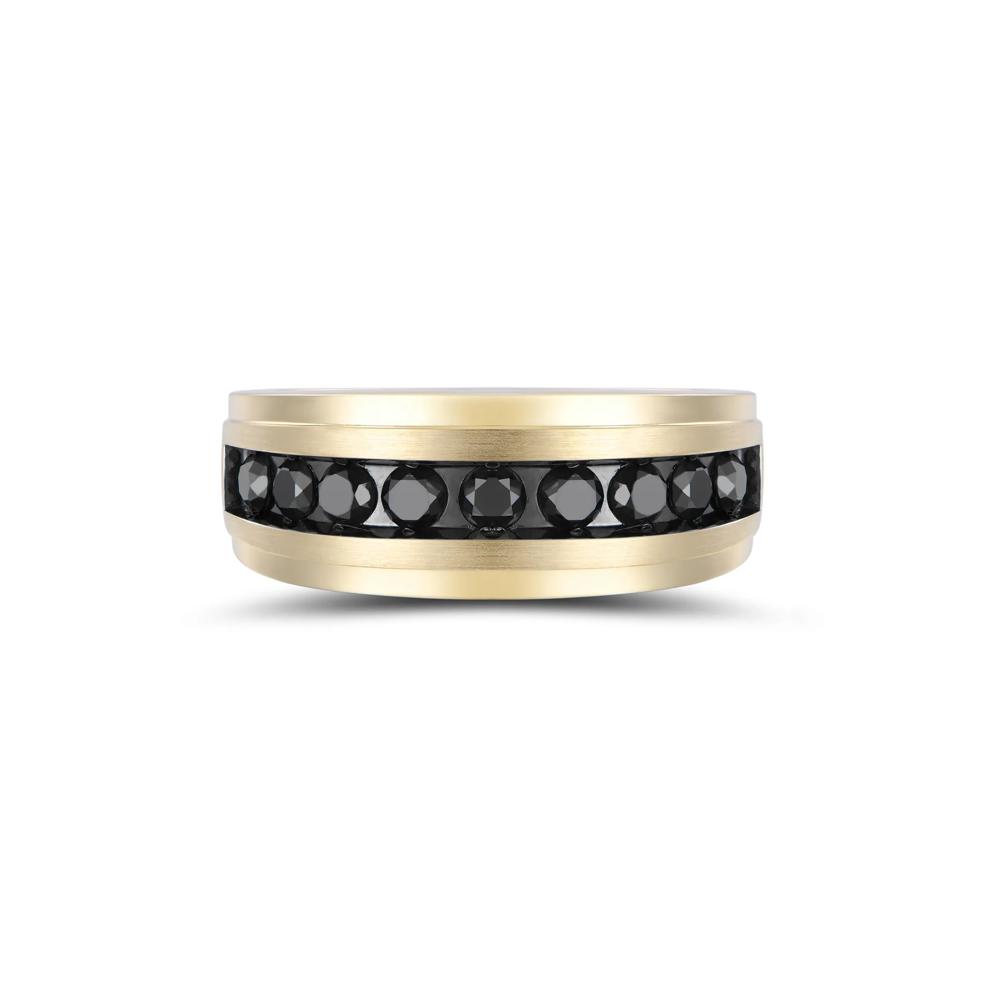 Men's Black Diamond Band in 10K Yellow Gold (1 ct. tw.) – Image 1 of 4