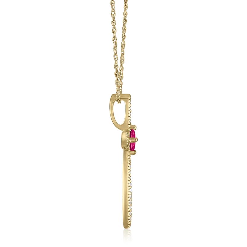 Ruby Cross Pendant in 14K Yellow Gold &#40;1/10 ct. tw.&#41; – Image 2 of 3