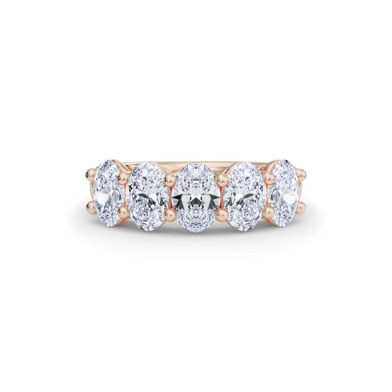 Lab Grown Diamond Five-Stone Anniversary Band in 14K Rose Gold (3 ct. tw.) – Image 1 of 5
