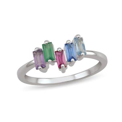 custom gemstone ring with staggered baguette stones (4-6 stones)