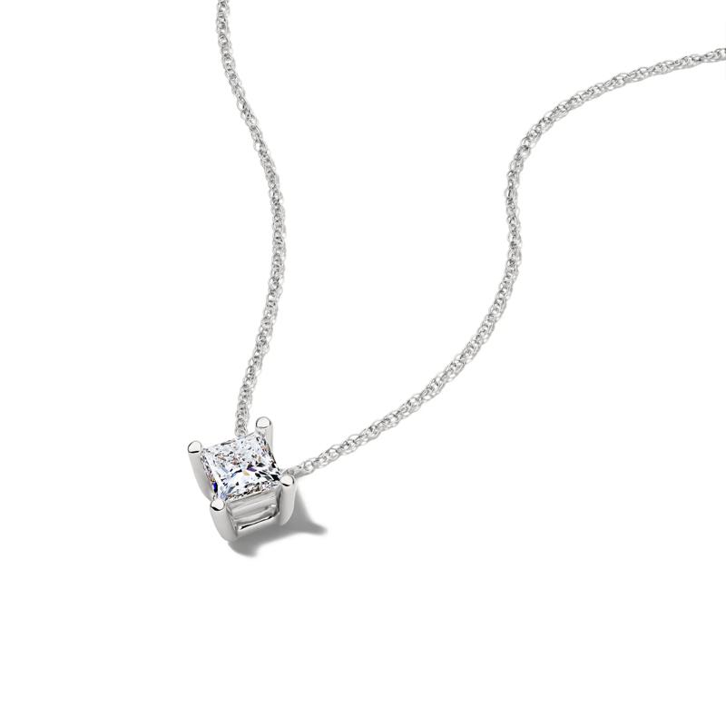 Lab Grown Diamond Princess-Cut Solitaire Pendant in 14K White Gold &#40;1/2 ct. tw.&#41;  – Image 4 of 4