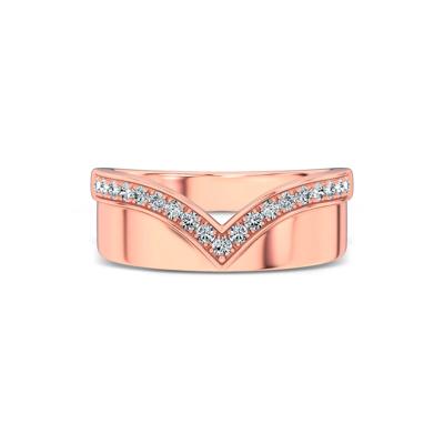 Lab Grown Diamond Wide Chevron Band in 10K Rose Gold (1/4 ct. tw.)