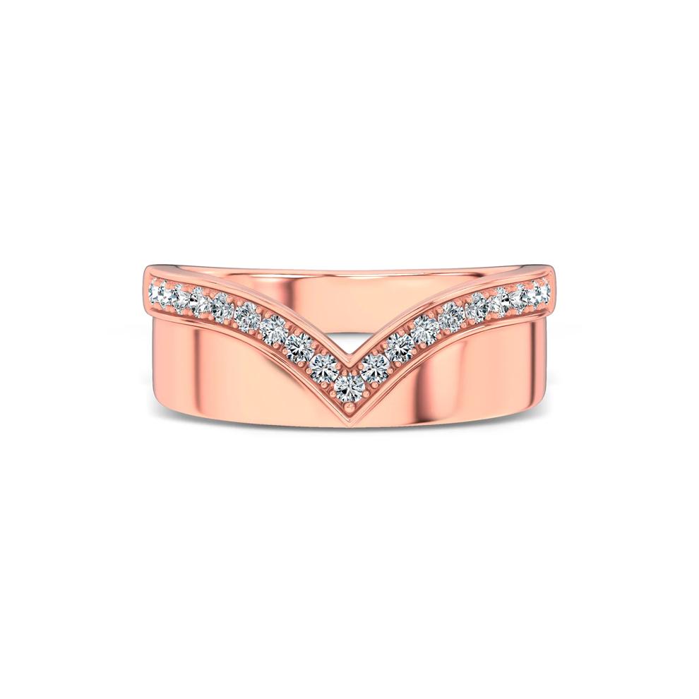 Lab Grown Diamond Wide Chevron Band in 10K Rose Gold (1/4 ct. tw.) – Image 1 of 4