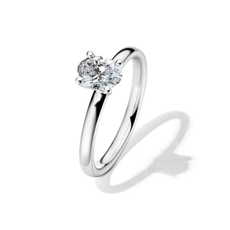 Diamond Oval Solitaire Engagement Ring in 14K White Gold &#40;3/4 ct.&#41; – Image 4 of 5