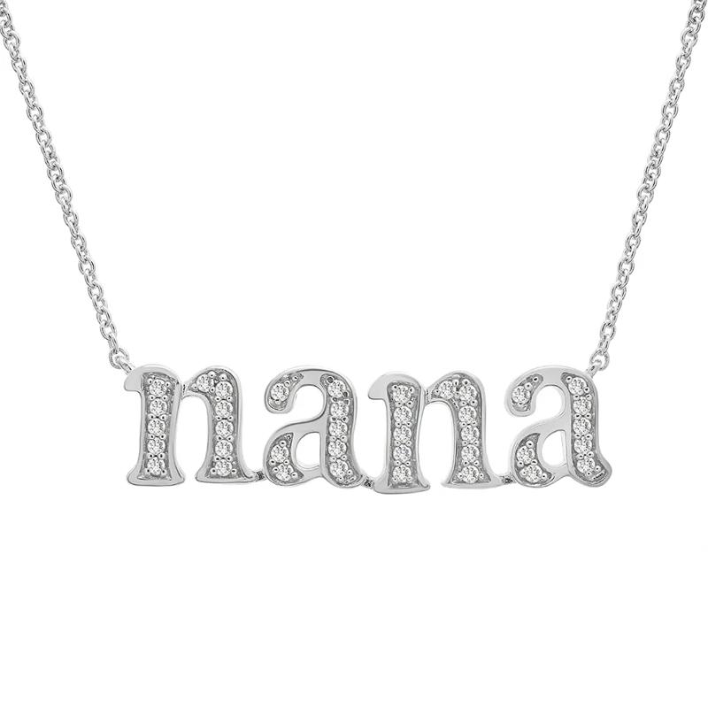 Diamond &ldquo;NANA&rdquo; Necklace in Sterling Silver &#40;1/7 ct. tw.&#41; – Image 1 of 4