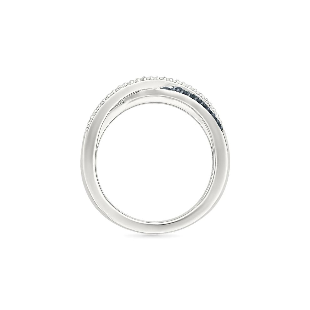 Black and White Diamond Crossover Ring in Sterling Silver (1/4 ct. tw.) – Image 2 of 5